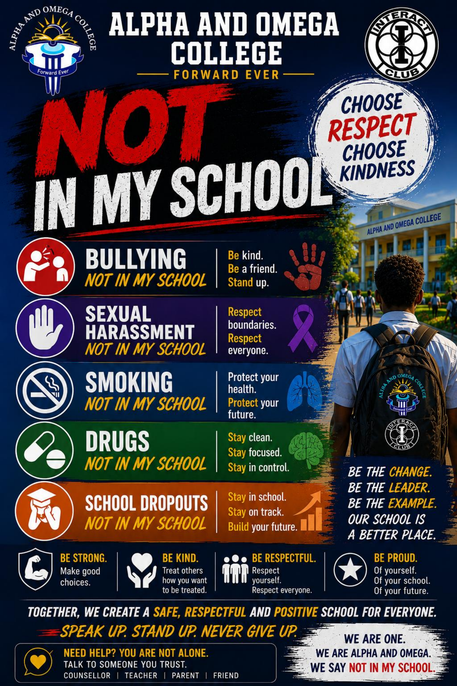 Not In My School — Interact Club Campaign Poster